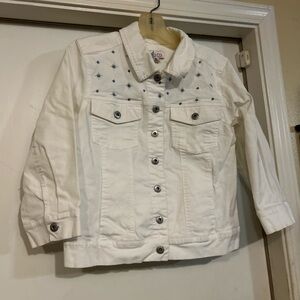 Embroidered White Denim Jacket